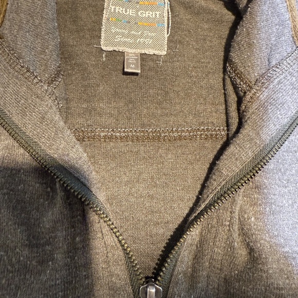 TRUE GRIT Daybreak 1/4 Zip Pullover Top Khaki Brown Gray Size Medium M - Picture 9 of 11